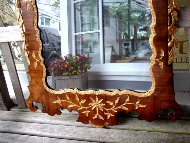 An attractive George II period Walnut and Parcel-gilt mirror circa 1750 — image 8